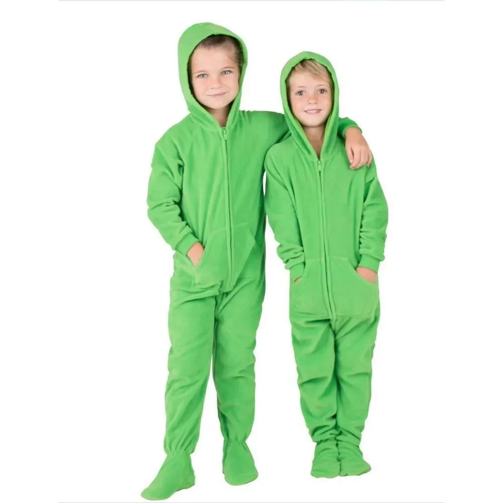 EMERALD GREEN TODDLER HOODIE FLEECE ONESIE by Footed Pajamas